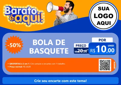 Modelo de Cartaz para Cartaz A4 Horizontal com o tema Barato é aqui para Artigos Esportivos