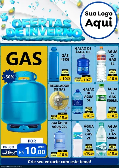 Modelo de Encarte para Encarte A4 Vertical com o tema Ofertas de Inverno para Água e gás