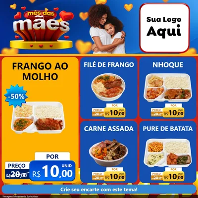Modelo de Rede Social para Feed Facebook com o tema Mês das Mães para Restaurante