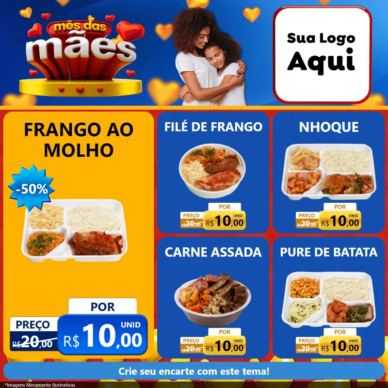 Modelo de Rede Social para Feed Facebook com o tema Mês das Mães para Restaurante