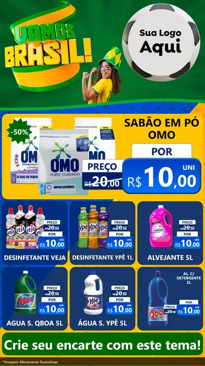 Modelo de Rede Social para Stories com o tema Vamos Brasil - Copa para Produtos de Limpeza