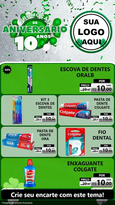 Modelo de TV para TV Vertical com o tema Promoção de Aniversário - 10 Anos para Higiene Pessoal