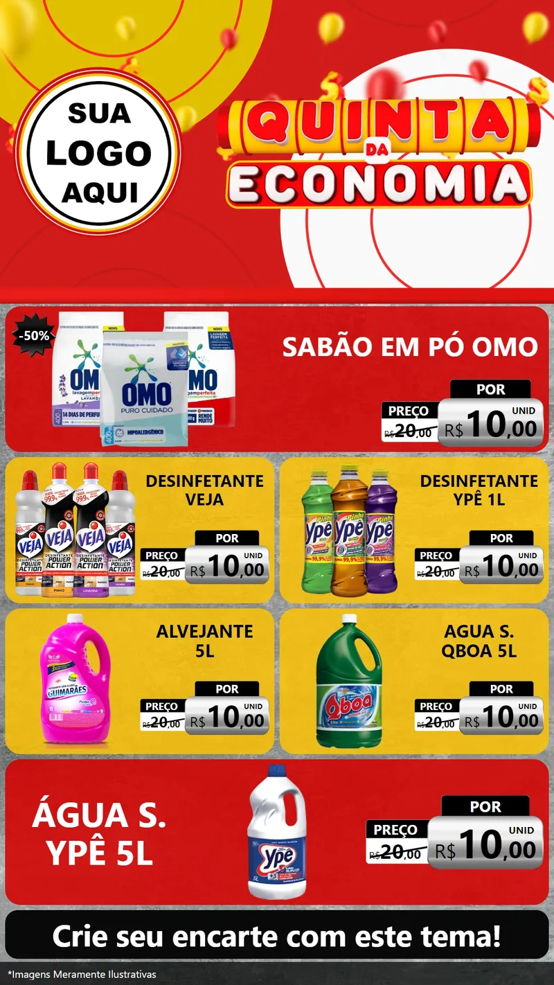 Modelo de TV para TV Vertical com o tema Quinta da Economia para Produtos de Limpeza