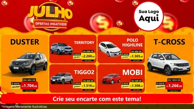 Modelo de TV para TV Horizontal com o tema Julho Ofertas Imbatíveis para Concessionaria de Carros