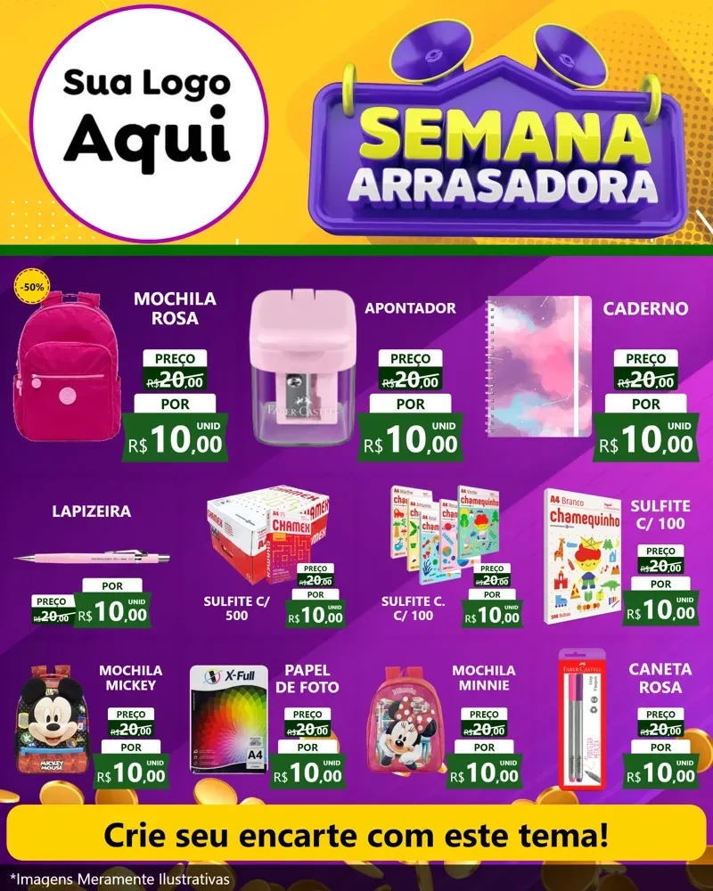 Modelo de Rede Social para Feed Instagram com o tema Semana Arrasadora para Papelaria
