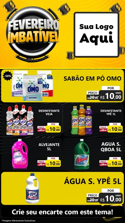 Modelo de TV para TV Vertical com o tema Fevereiro Imbatível para Produtos de Limpeza