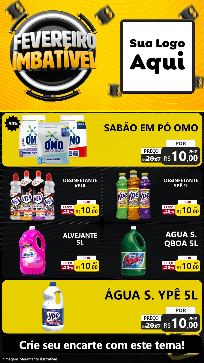 Modelo de TV para TV Vertical com o tema Fevereiro Imbatível para Produtos de Limpeza