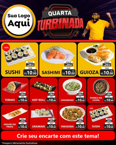 Modelo de Rede Social para Feed Instagram com o tema Quarta Turbinada para Comida japonesa