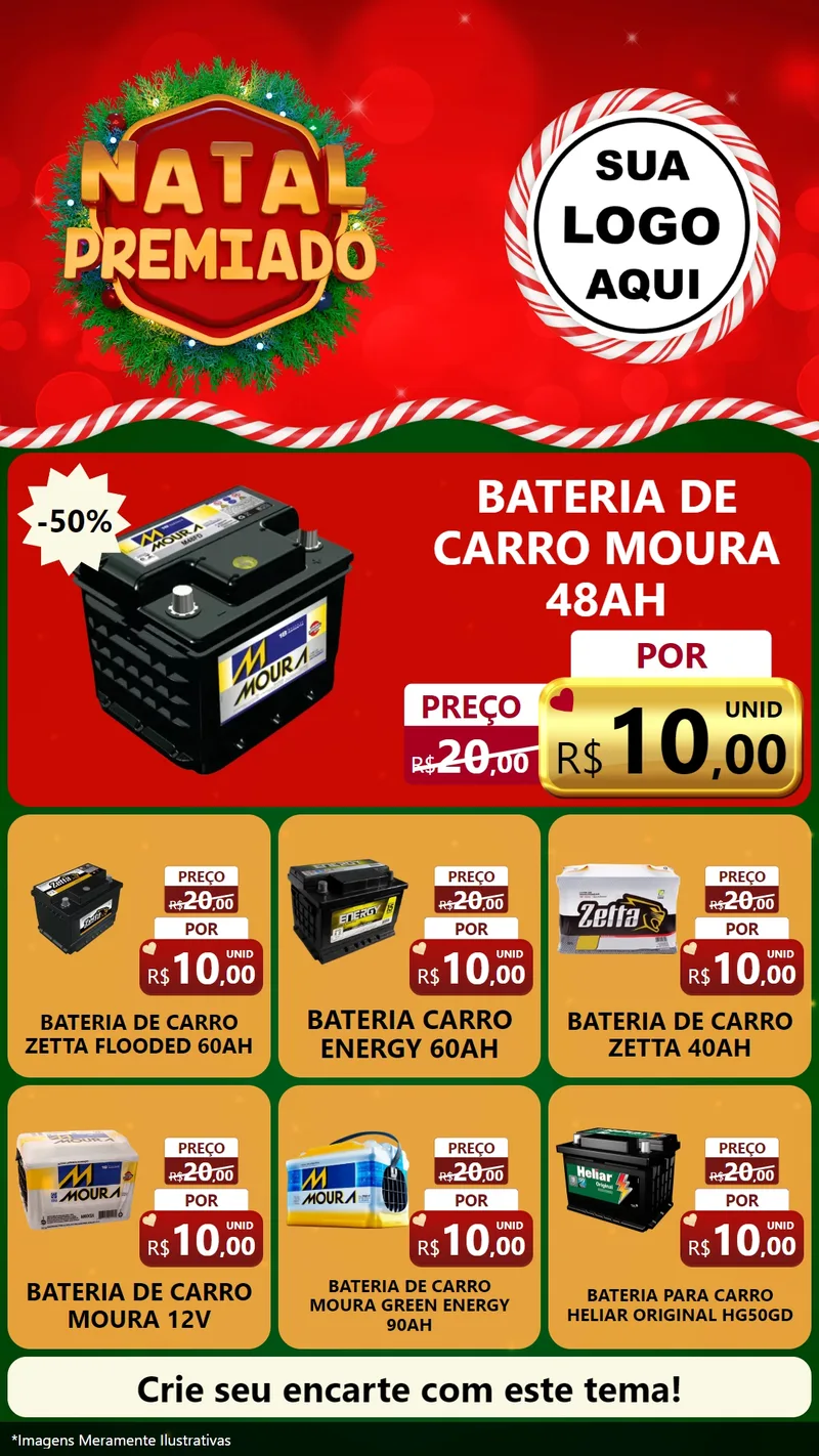 Modelo de Rede Social para Stories com o tema Natal Premiado para Baterias Elétricas