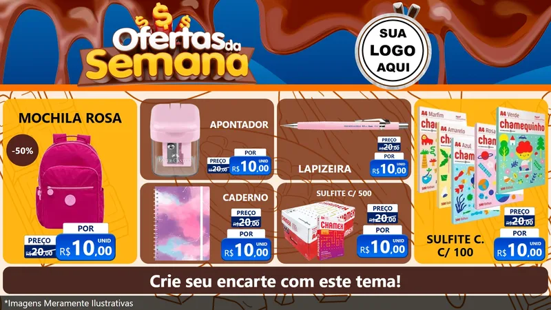 Modelo de TV para TV Horizontal com o tema Ofertas da Semana - Páscoa para Papelaria