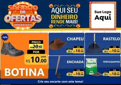 Modelo de Encarte para Encarte A4 Horizontal com o tema Sábado de Ofertas Imperdíveis para Agropecuária