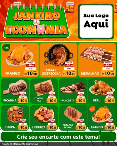 Modelo de Rede Social para Feed Instagram com o tema Janeiro da Economia para Assados