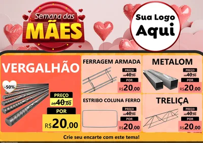 Modelo de Encarte para Encarte A4 Horizontal com o tema Semana das Mães para Ferragens