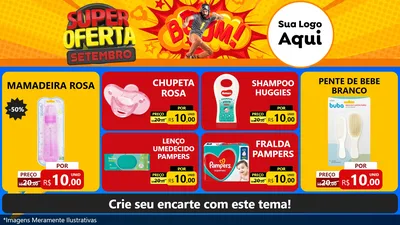 Modelo de TV para TV Horizontal com o tema Super Oferta Setembro para Bebês