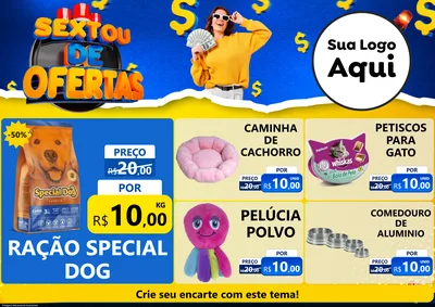 Modelo de Encarte para Encarte A4 Horizontal com o tema Sextou de Ofertas para Pet Shop