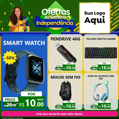 Modelo de Rede Social para Feed Facebook com o tema Ofertas da Semana da Independência para Informática