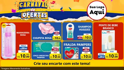 Modelo de TV para TV Horizontal com o tema Carnaval de Ofertas para Bebês