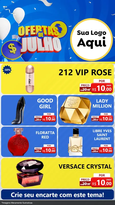 Modelo de TV para TV Vertical com o tema Ofertas de Julho para Perfumes