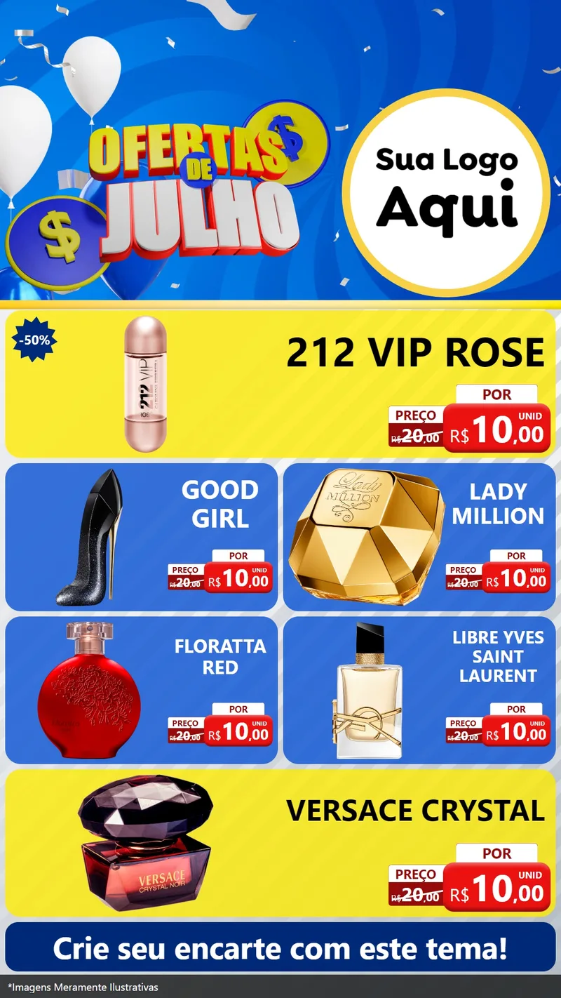 Modelo de TV para TV Vertical com o tema Ofertas de Julho para Perfumes