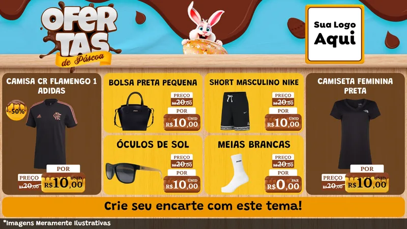 Modelo de TV para TV Horizontal com o tema Ofertas de Páscoa para Roupas e acessórios