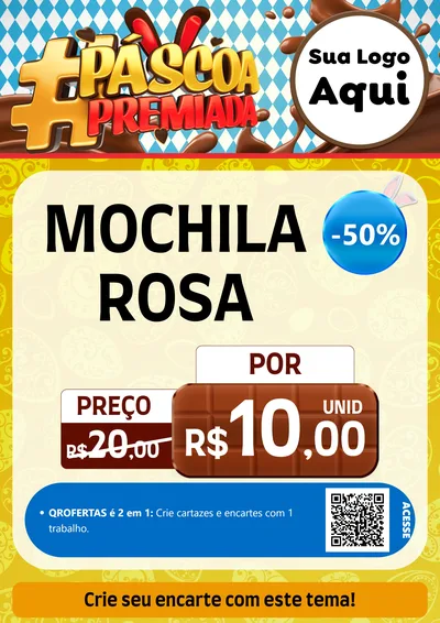 Modelo de Cartaz para Cartaz A4 Vertical com o tema Páscoa Premiada para Papelaria