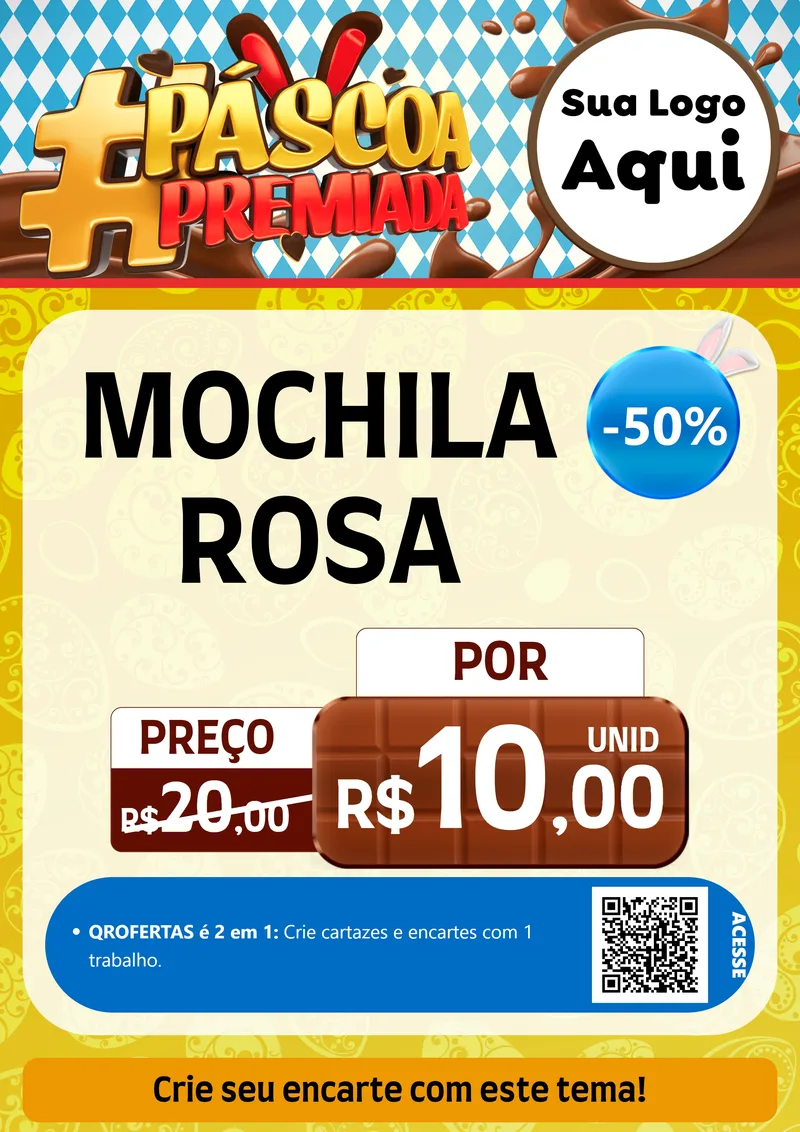 Modelo de Cartaz para Cartaz A4 Vertical com o tema Páscoa Premiada para Papelaria