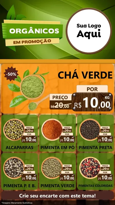 Modelo de Rede Social para Stories com o tema Orgânicos em Promoção para Produtos Naturais