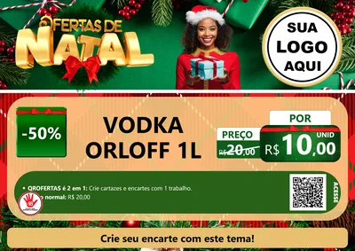Modelo de Cartaz para Cartaz A4 Horizontal com o tema Ofertas de Natal para Distribuidora de bebidas