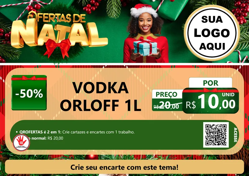 Modelo de Cartaz para Cartaz A4 Horizontal com o tema Ofertas de Natal para Distribuidora de bebidas
