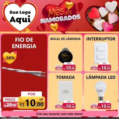 Modelo de Rede Social para Feed Facebook com o tema Mês dos Namorados para Materiais Elétricos