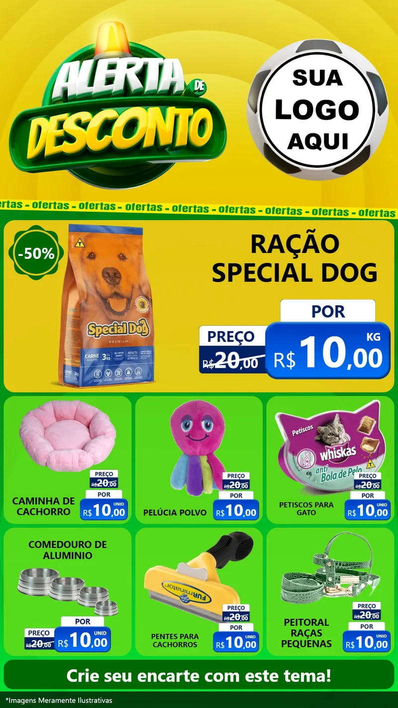 Modelo de Rede Social para Stories com o tema Alerta de Desconto para Pet Shop