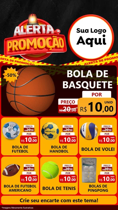 Modelo de Rede Social para Stories com o tema Alerta de Promoção para Artigos Esportivos