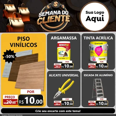 Modelo de Rede Social para Feed Facebook com o tema Semana do Cliente para Material para Construção