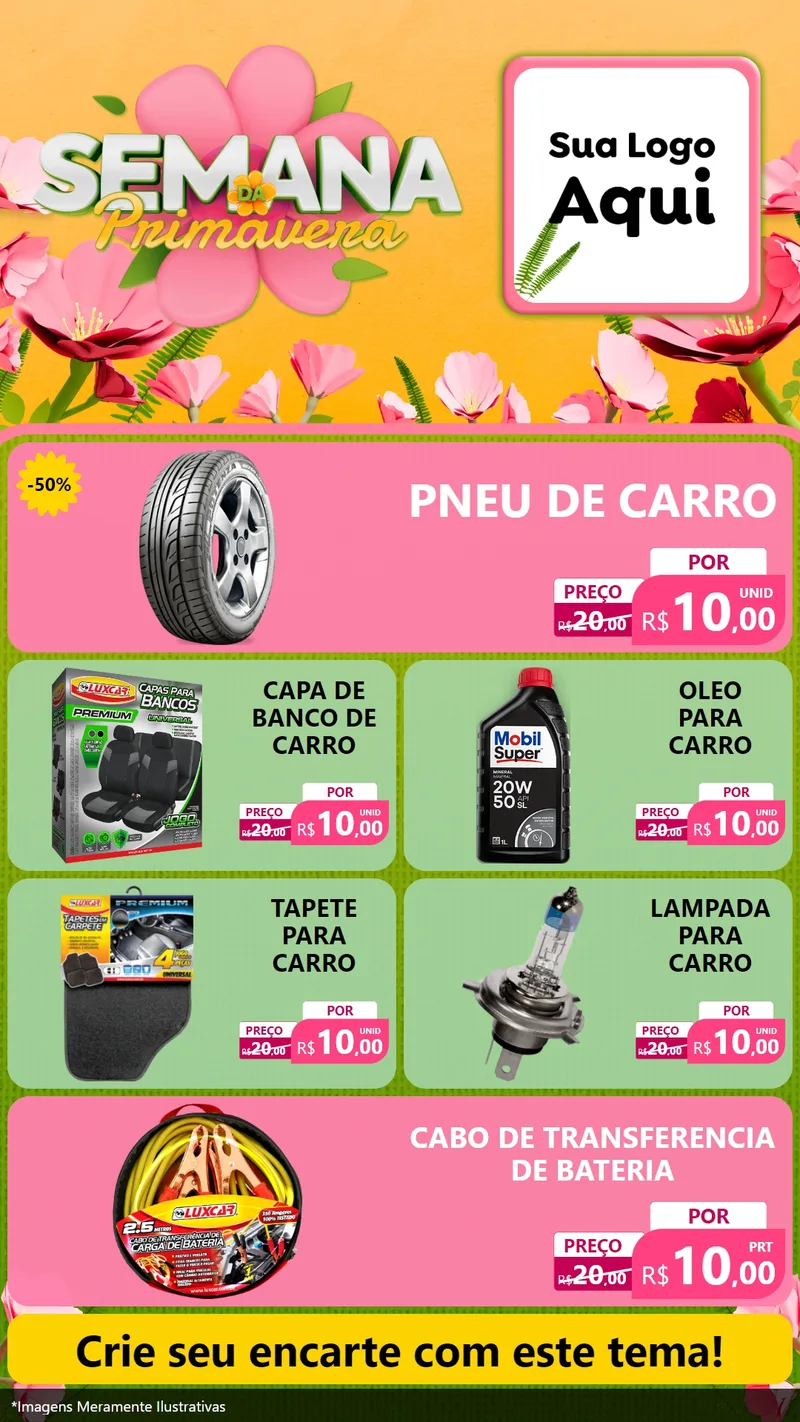 Modelo de TV para TV Vertical com o tema Semana da Primavera para Auto peças