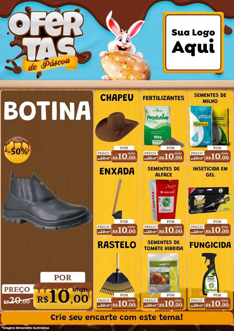 Modelo de Encarte para Encarte A4 Vertical com o tema Ofertas de Páscoa para Agropecuária