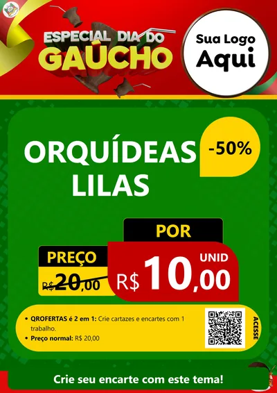 Modelo de Cartaz para Cartaz A4 Vertical com o tema Especial Dia do Gaúcho para Floricultura e jardim