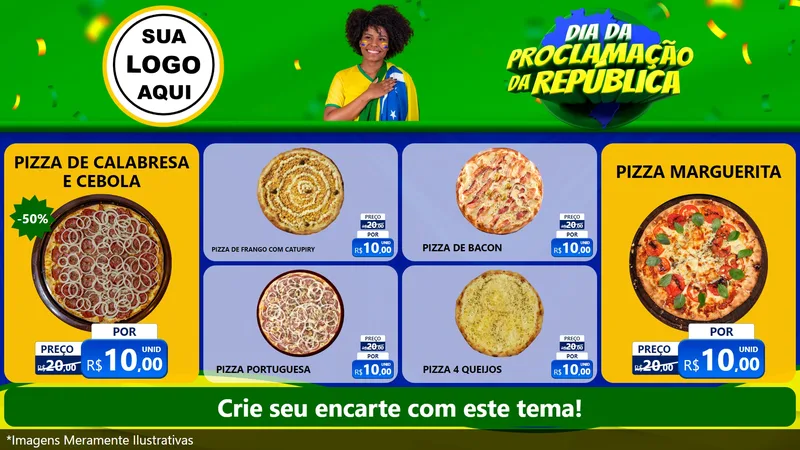 Modelo de TV para TV Horizontal com o tema Dia Da Proclamação Da República para Pizzaria