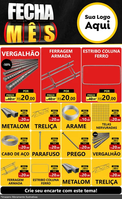 Modelo de Encarte para Encarte Grande com o tema Fecha Mês para Ferragens