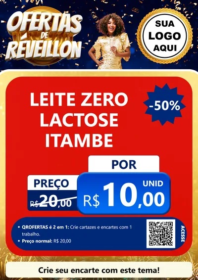 Modelo de Cartaz para Cartaz A4 Vertical com o tema Ofertas de Réveillon para Frios e Laticínios