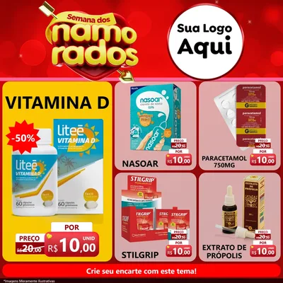 Modelo de Rede Social para Feed Facebook com o tema Semana dos namorados para Farmácia