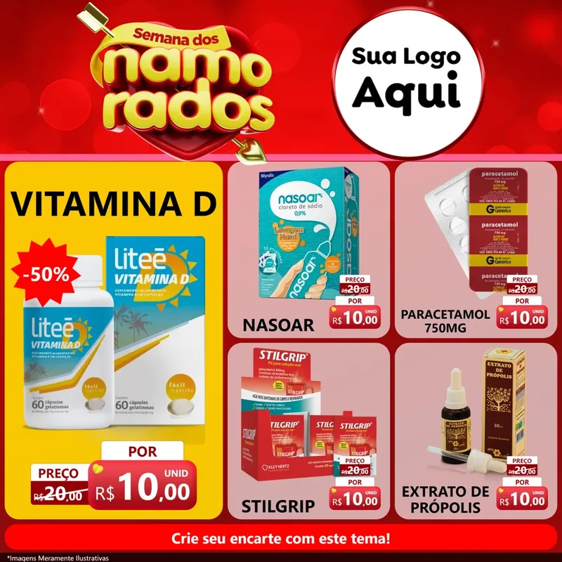 Modelo de Rede Social para Feed Facebook com o tema Semana dos namorados para Farmácia