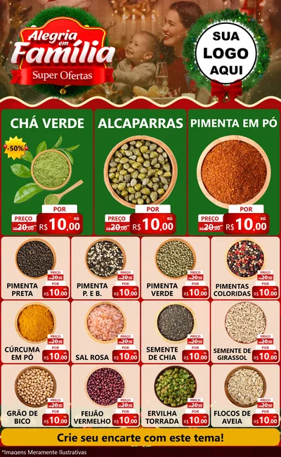 Modelo de Encarte para Encarte Grande com o tema Alegria Em Família - Super Ofertas para Produtos Naturais