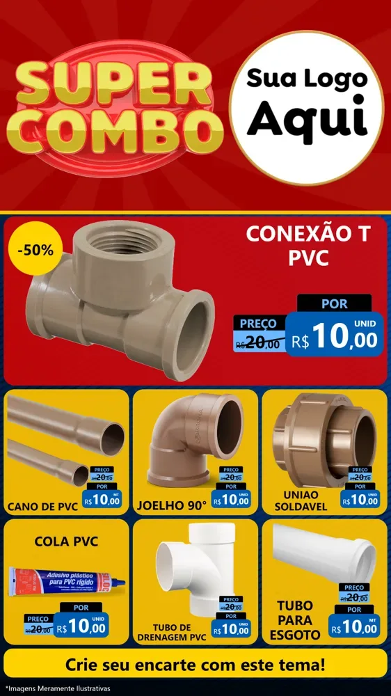 Modelo de Rede Social para Stories com o tema Super Combo para Tubos e conexões