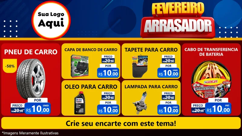 Modelo de TV para TV Horizontal com o tema Fevereiro Arrasador para Auto peças