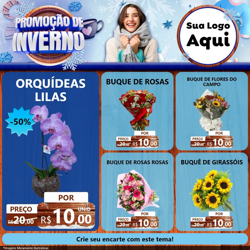 Modelo de Rede Social para Feed Facebook com o tema Promoção de Inverno para Floricultura e jardim