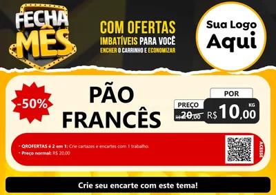 Modelo de Cartaz para Cartaz A4 Horizontal com o tema Fecha Mês para Padaria