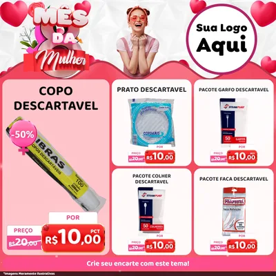 Modelo de Rede Social para Feed Facebook com o tema Mês da Mulher para Embalagens