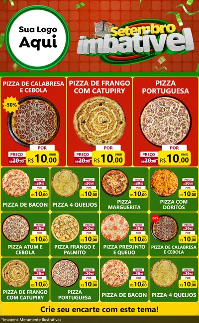 Modelo de Encarte para Encarte Grande com o tema Setembro Imbatível para Pizzaria