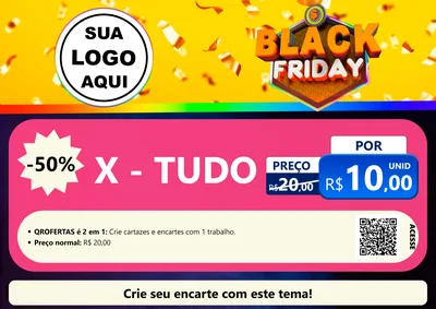 Modelo de Cartaz para Cartaz A4 Horizontal com o tema Black Friday para Hamburgueria