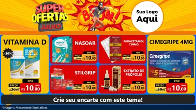 Modelo de TV para TV Horizontal com o tema Super Ofertas Julho para Farmácia